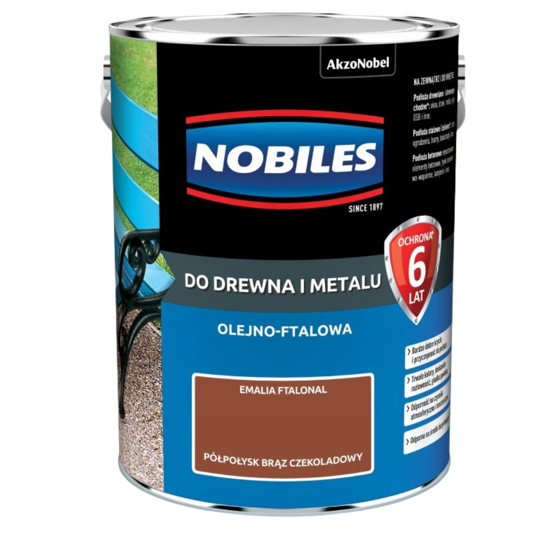Farba do drewna i metalu FTALONAL BRĄZ CZEKOLADOWY 5L Nobiles