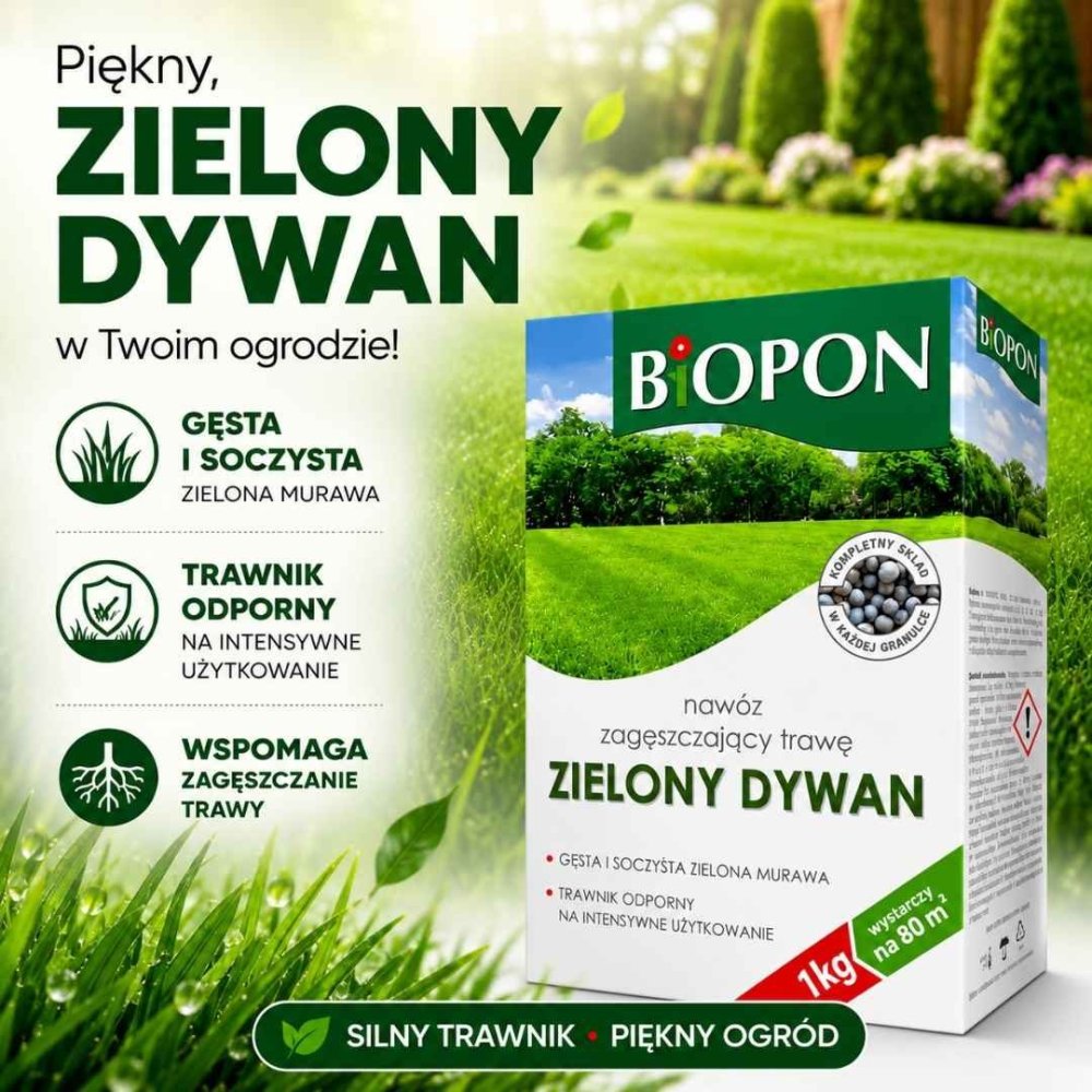NAWÓZ DO TRAWNIKA ZIELONY DYWAN GRANULAT 5KG Biopon