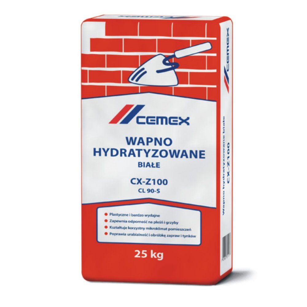 WAPNO BUDOWLANE HYDRATYZOWANE BIAŁE CX-Z100 25KG Cemex