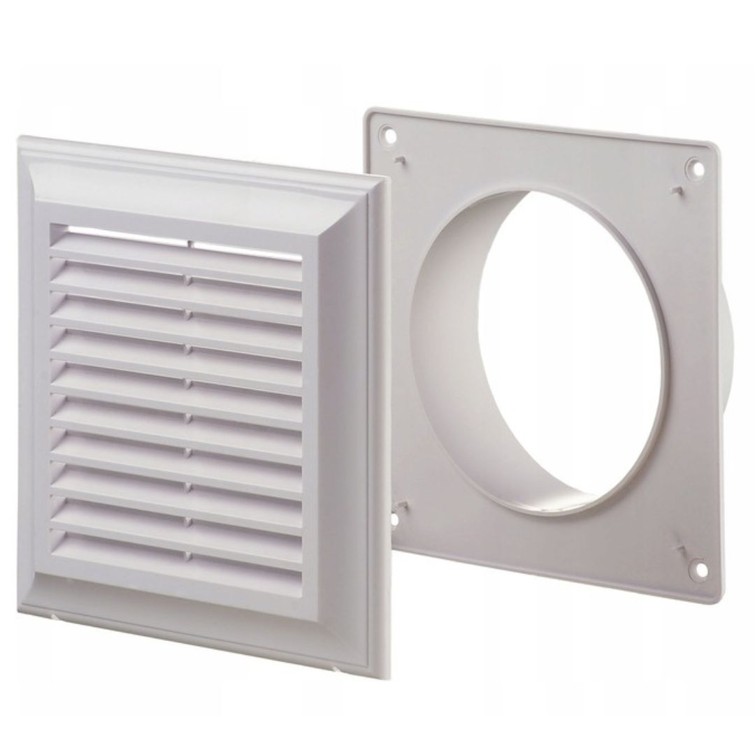 KRATKA WENTYLACYJNA 140x140 mm z siatką i kołnierzem fi 100 EL 140AK BIAŁA Ventika