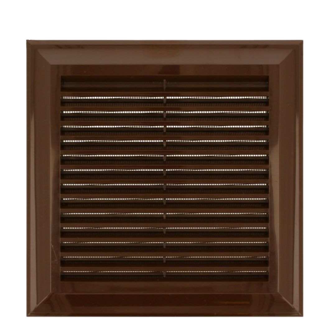 KRATKA WENTYLACYJNA 140x140 mm z siatką i kołnierzem EL 140A BOX BRĄZOWA Ventika
