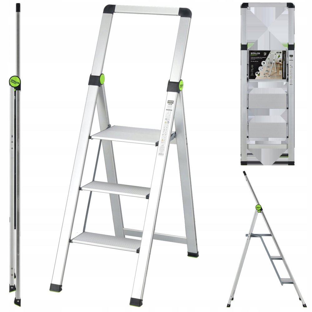 DRABINA SKŁADANA SLIM 3-stopnie z uchwytem aluminium 020140512