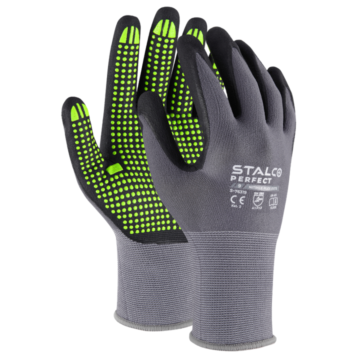 RĘKAWICE NYLONOWE NITRILE FLEX DOTS 10 76321
