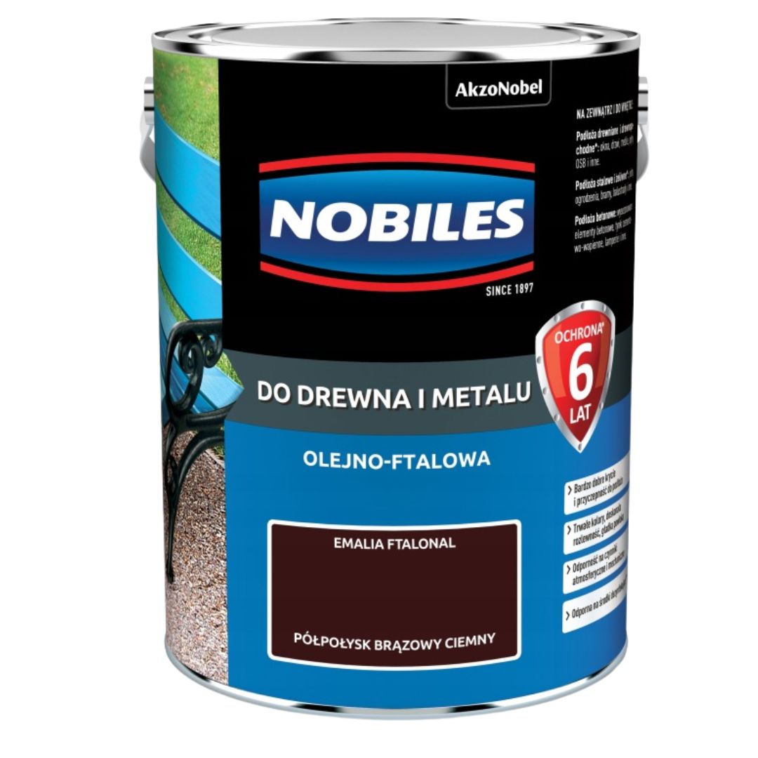 Farba do drewna i metalu FTALONAL BRĄZ CIEMNY 5L Nobiles