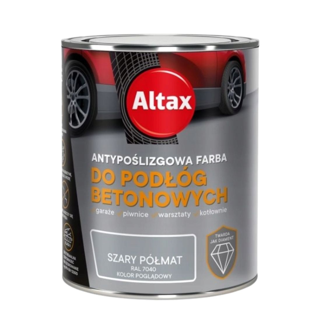 ALTAX FARBA DO PODŁÓG BETONOWYCH ANTYPOŚLIZGOWA SZARA 0,75L