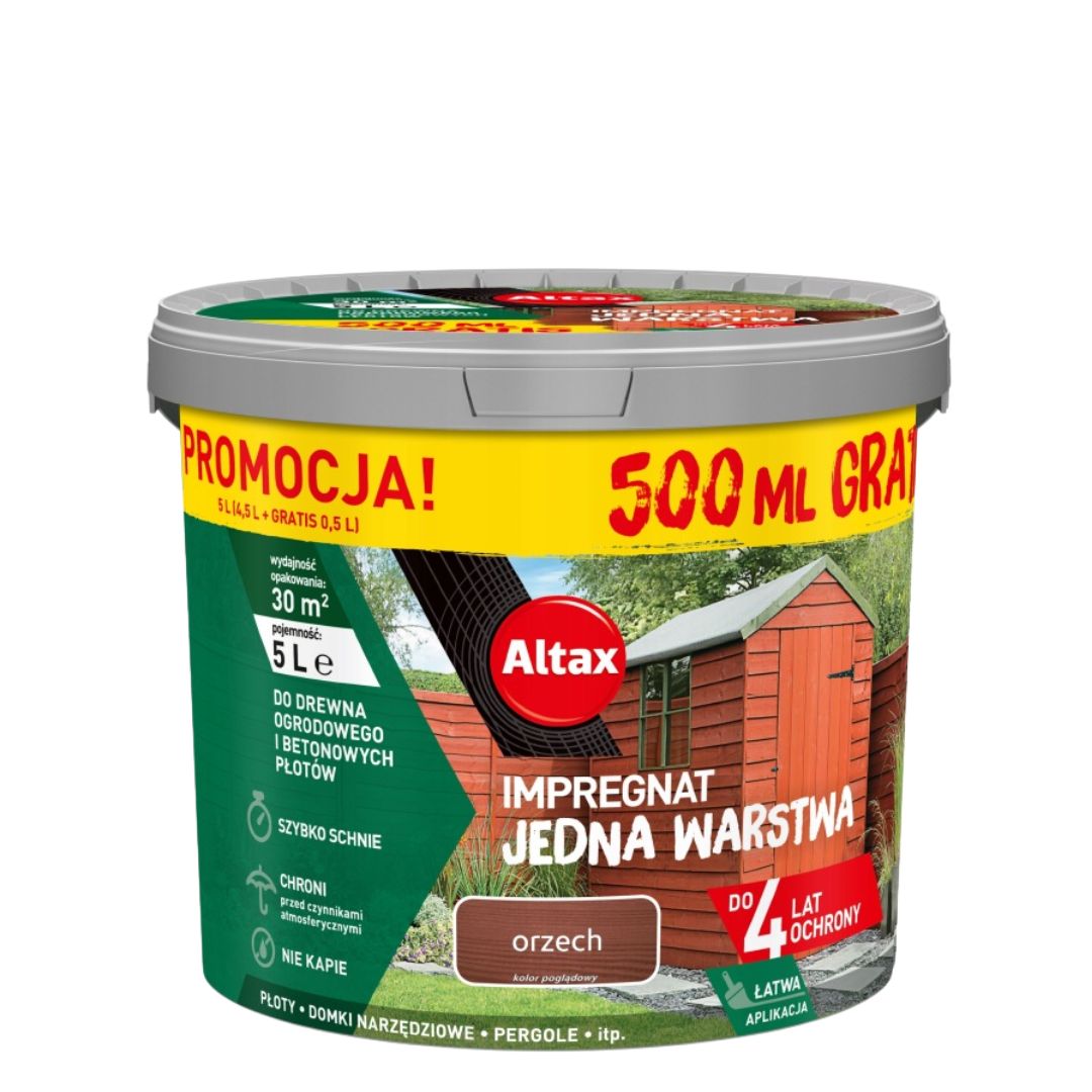 ALTAX IMPREGNAT JEDNA WARSTWA drewno/beton ORZECH 5L