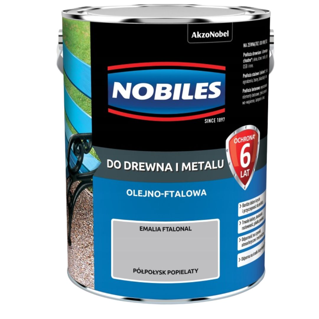 Farba do drewna i metalu FTALONAL POPIELATY 5L Nobiles