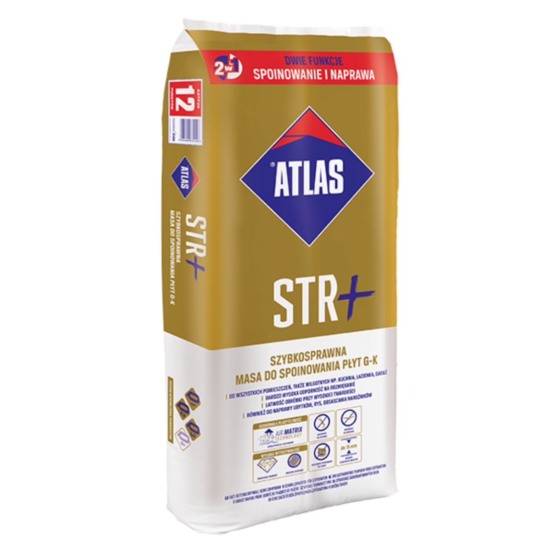 ATLAS SZPACHLA STR+ gips szpachlowy do spoinowania bez użycia taśm do płyt g-k 20KG